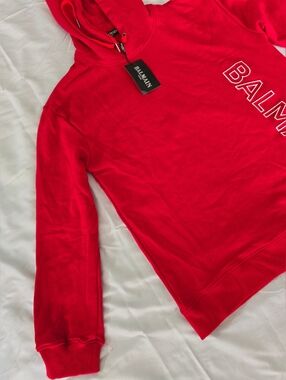 Balmain Red Logo Hoodie